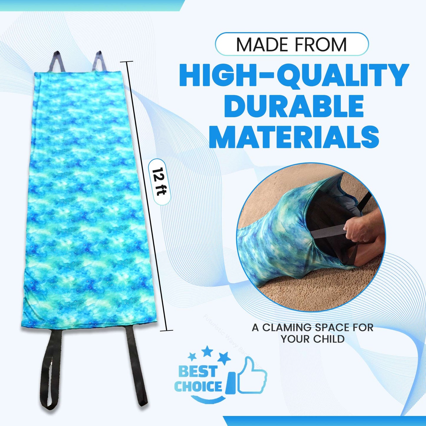 12 ft Sensory Compression Tunnel - Ideal for Calm Sensory Play and Exploration - Perfect for Sensory Tents - Provides Soothing Compression for Kids