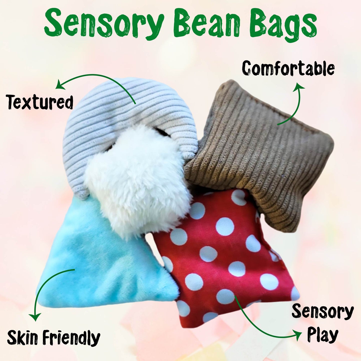 Sensory Tiles Bag - 20 Textured Kids Sensory Toys for Tactile Exploration, Fine Motor Skills - Montessori Learning Kit for Autism, ADHD, and Special Needs - Soft Touch Bean Bag Tiles