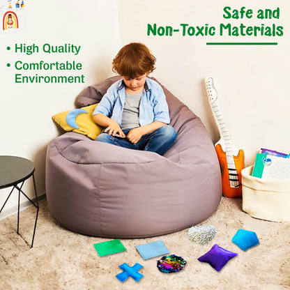 Sensory Tiles Bag - 20 Textured Kids Sensory Toys for Tactile Exploration, Fine Motor Skills - Montessori Learning Kit for Autism, ADHD, and Special Needs - Soft Touch Bean Bag Tiles