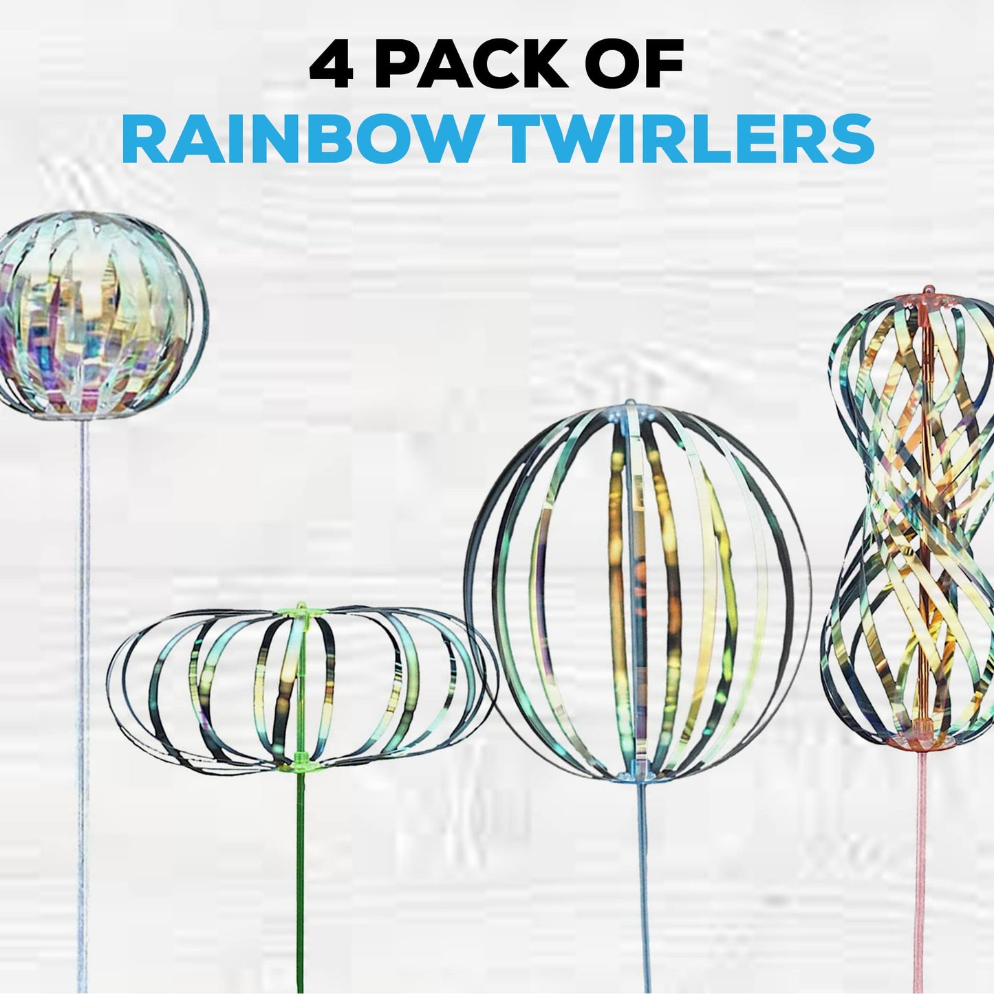 SENSORY4U Rainbow Twirler Stick - 4 Pack - Magic Party Bubble Wand - Spin Twirl Swirl and Dazzle - Fun Addicting Party Favor