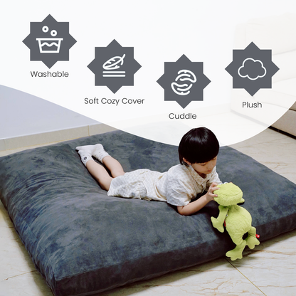 Crash Pad for Kids Sensory Pad with Foam Blocks - XL (6 Foot X 4 Foot) Grey - for Sensory Gym Room with Washable Cover
