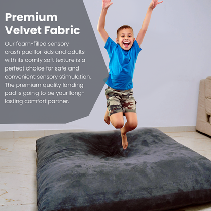 Crash Pad for Kids Sensory Pad with Foam Blocks - XL (6 Foot X 4 Foot) Grey - for Sensory Gym Room with Washable Cover