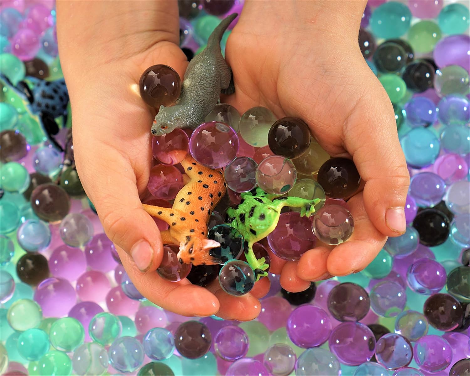 Water Beads Jungle Excursion Tactile Sensory Toys Bin Kit - Rain Forest Toy Animals Included