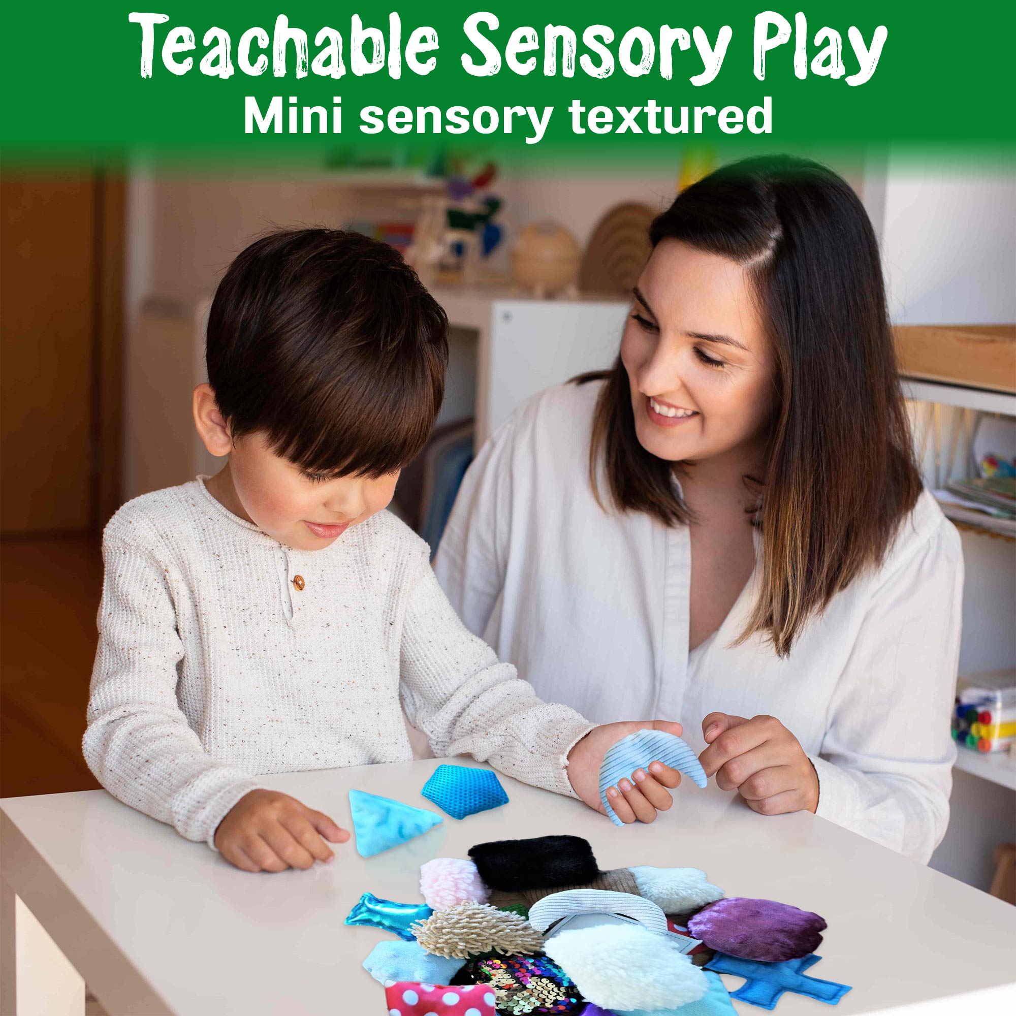 Touch Box Sensory Tiles Bag - 20 Textured Kids Sensory Toys for Tactile Explorat ...