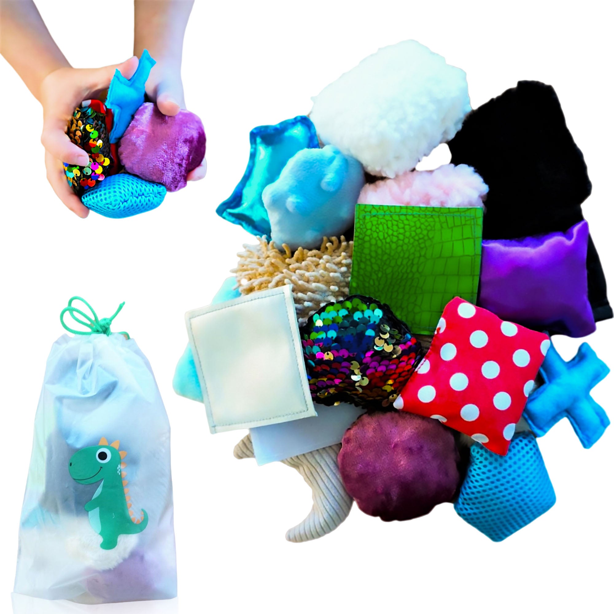 Sensory Tiles Bag - 20 Textured Kids Sensory Toys for Tactile Explorat ...