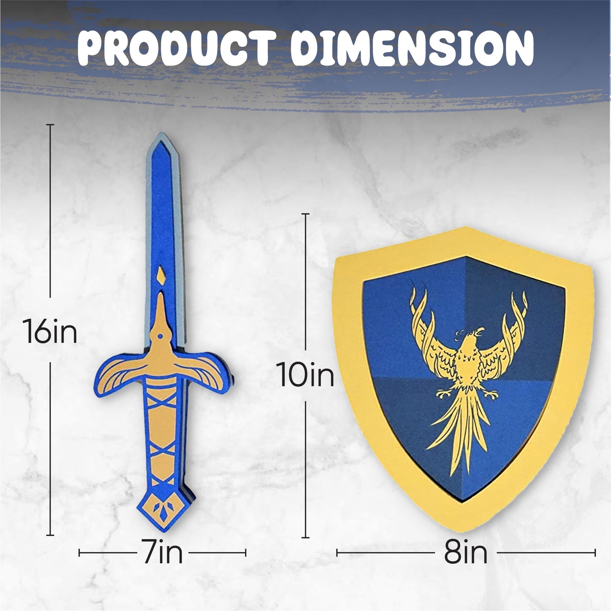 SENSORY4U Foam Sword and Shield Set Toy for Kids - Pretend Play Weapons - Knight and Dragon Light Versus Dark