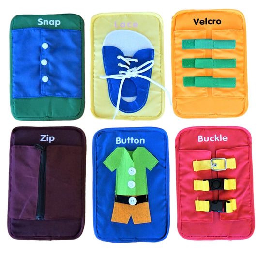 SENSORY4U Learning to Dress Busy Board Cards - Fine Motor Skills for Early Education Kids to Help Learn Basic Life Skills