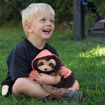 SENSORY4U Sloth Stuffed Animal Shirt - Three Toed Sloth Plush Toy with Pink Hoodie T-Shirt - Super Soft, Cute and Cuddly Stuffed Animals for Girls & Boys - Gift Wrapped
