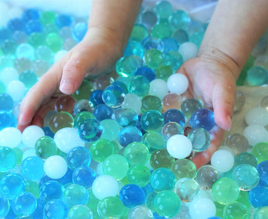 Water Beads Ocean Breeze (8oz Bag Thousands of Beads) 5 Colors - Dew Drops A Tactile Sensory Beads Experience -